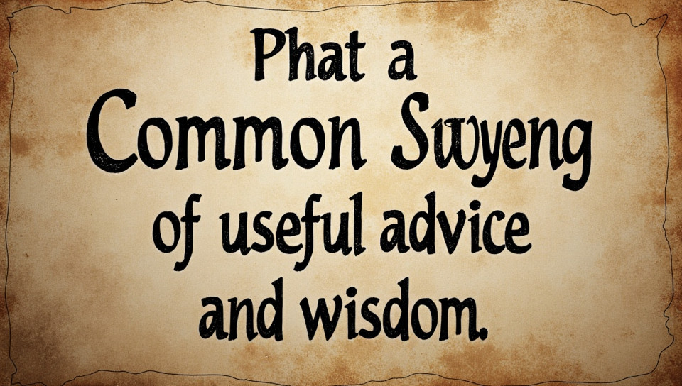 Common sayings are full of useful advice and wisdom