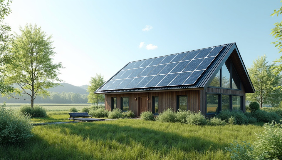 Solar panels are used in green building design