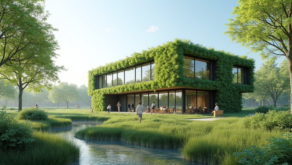 Sustainable design is a key feature of green buildings