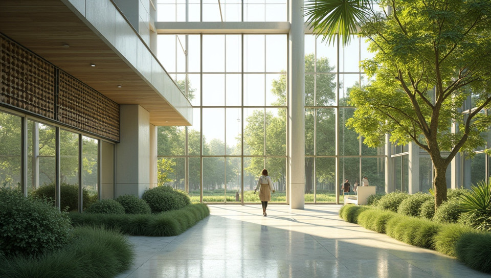 Natural light is maximized in green building designs