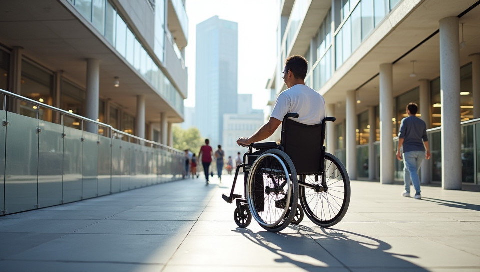 Wheelchairs can navigate ramps in buildings and public spaces