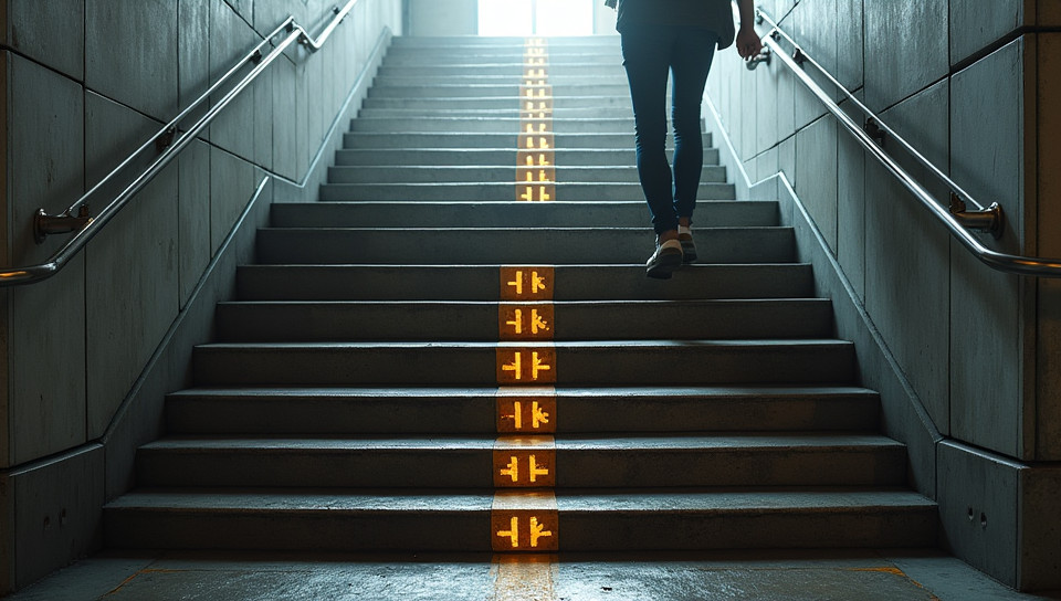 Markings provide clear direction on staircase routes