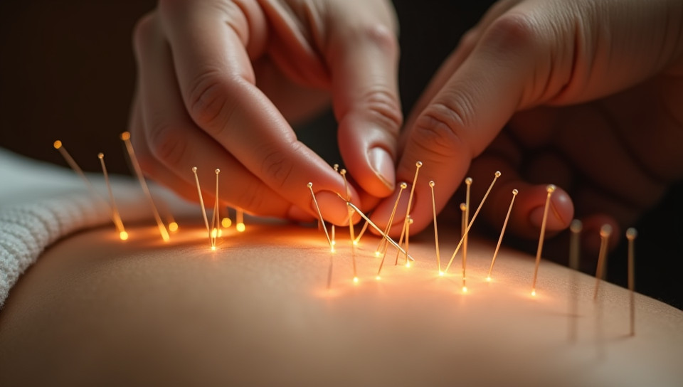 Acupuncture balances energy flow using needles