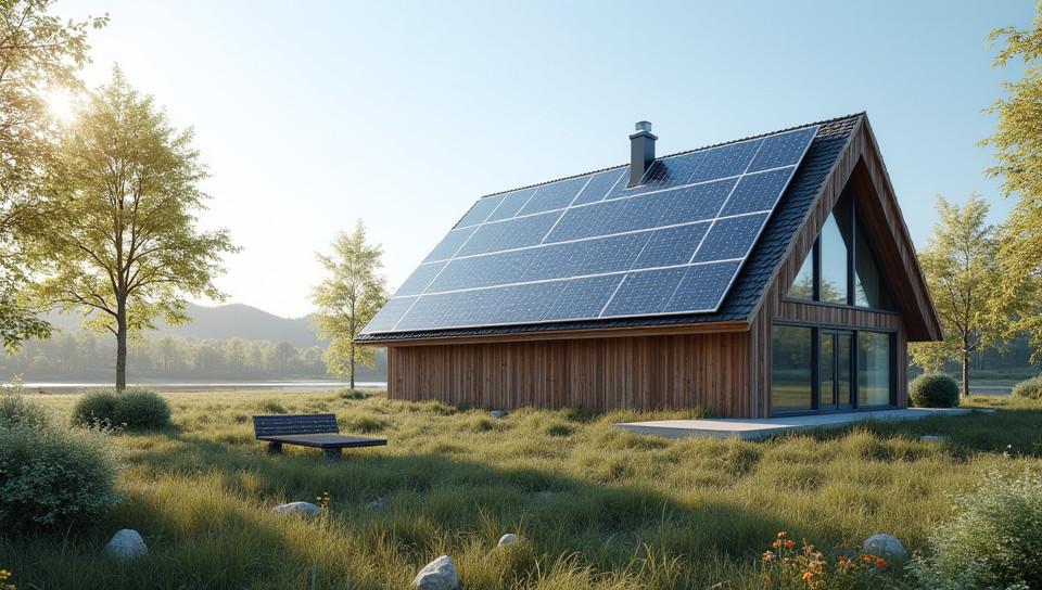 Solar panels provide electricity to energy-efficient structures daily