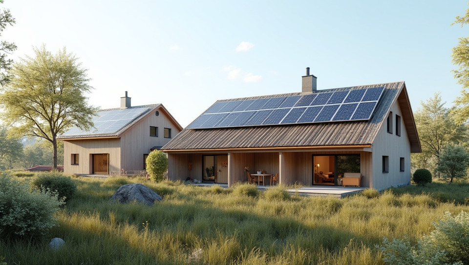 Net-zero energy buildings have solar panels installed on their rooftops