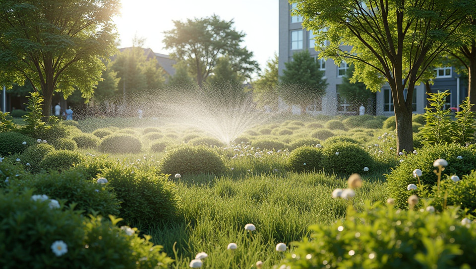 Local gardens conserve water by using efficient irrigation systems