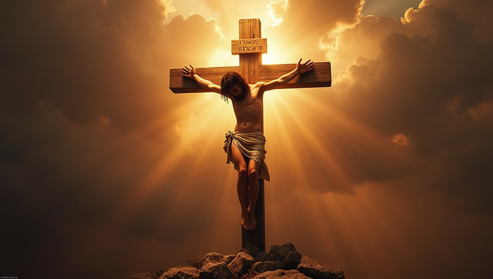 The cross represents Jesus' crucifixion and resurrection