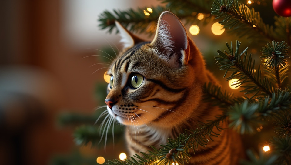 Cats can be a threat to Christmas trees