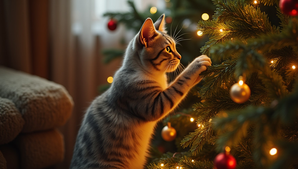 Cats can harm Christmas trees