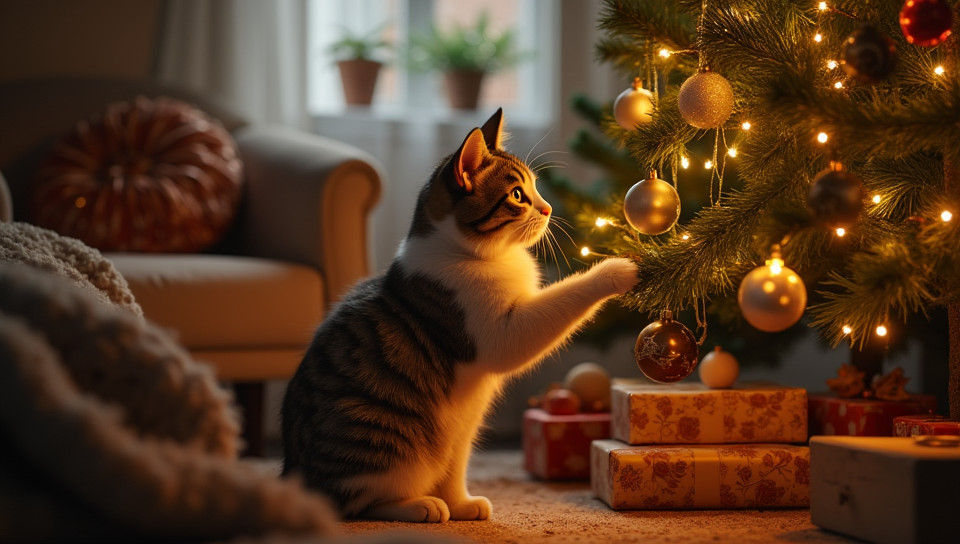 Cats do not target Christmas trees specifically