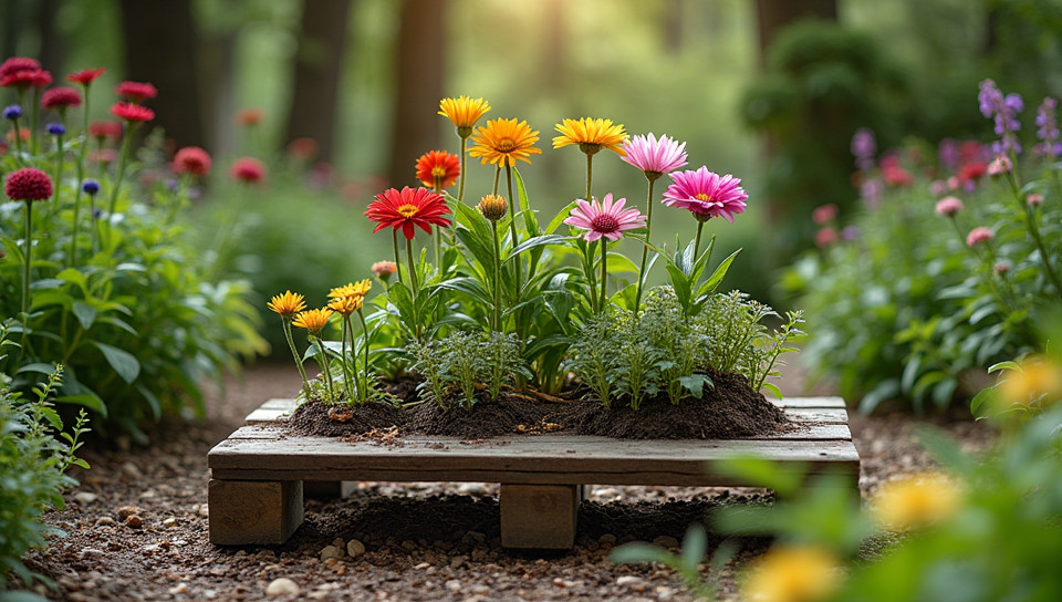 Planting flowers in upcycled pallets adds aesthetic value to gardens