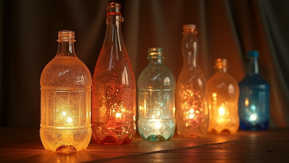 Plastic bottles can be upcycled into decorative lamps easily