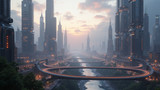 Futuristic cities provide the backdrop for space travel stories