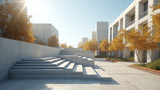 Wide ramps facilitate easy building navigation