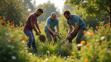 Community members maintain the garden