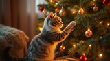 Cats may not intend to destroy tree decorations