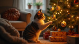 Cats do not target Christmas trees specifically