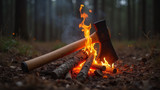 An axe, wood to split, and a determination to keep warm is enough to keep any fire burning