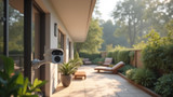 Home security cameras monitor indoor and outdoor areas