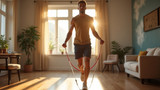 Jumping rope at home helps burn calories and fat easily