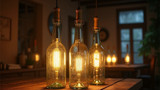 Old plastic bottles can create unique lighting fixtures quickly